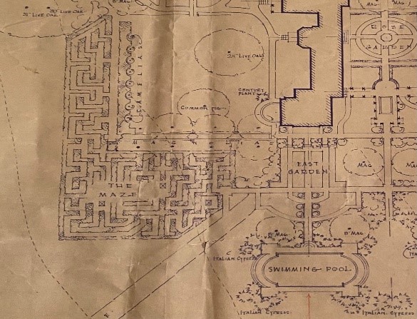 Caption: Detail of Miss Harrison’s plan showing the maze
