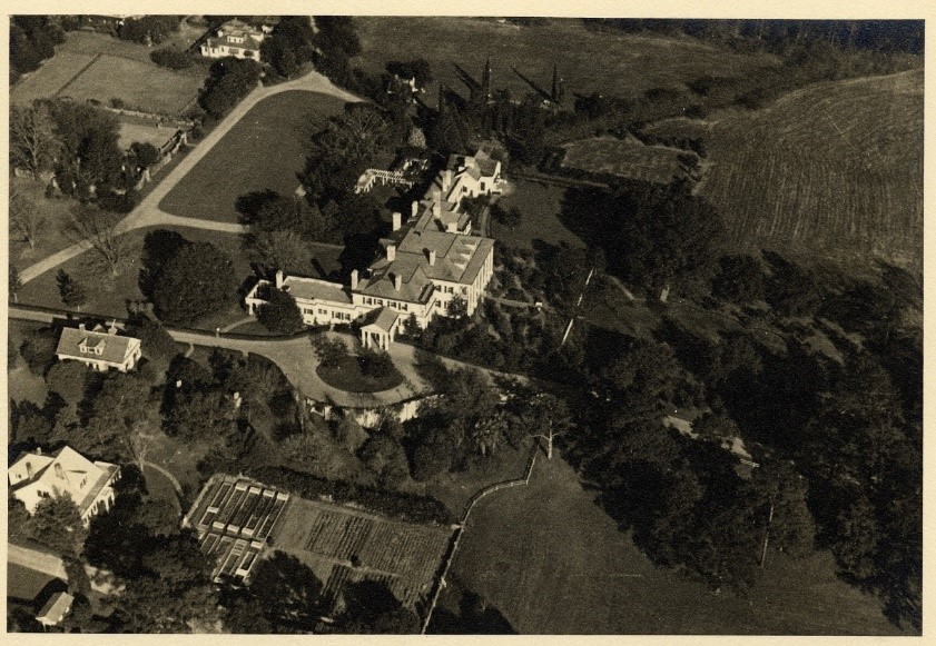 Caption: Aerial view of the Kitchen Garden in 1936
